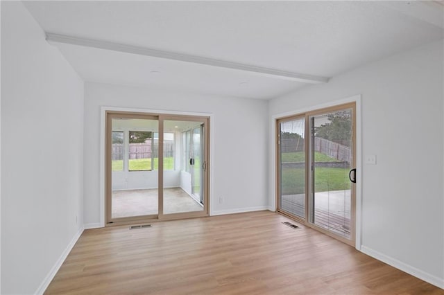 6600 W 93rd Ter, Overland Park, KS 66212 - spare room with light wood finished floors and beamed ceiling