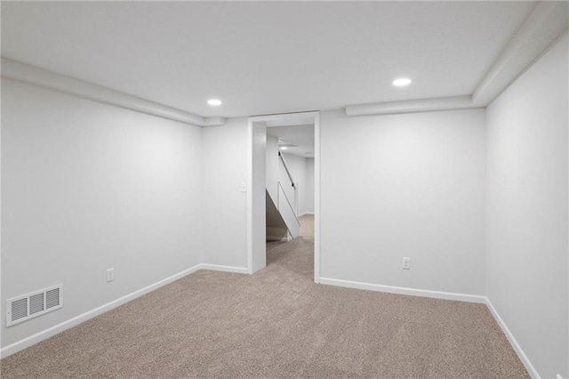 6600 W 93rd Ter, Overland Park, KS 66212 - finished below grade area with carpet floors, recessed lighting, and stairway