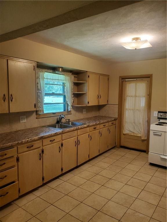 304 Swan St, Lacygne, KS 66040 - kitchen featuring white range with electric cooktop and open shelves
