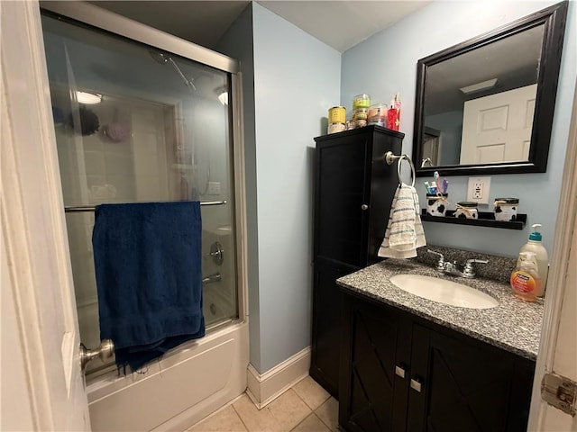 310 W 23rd St, Higginsville, MO 64037 - bathroom featuring tile patterned floors, vanity, and shower / bath combination with glass door
