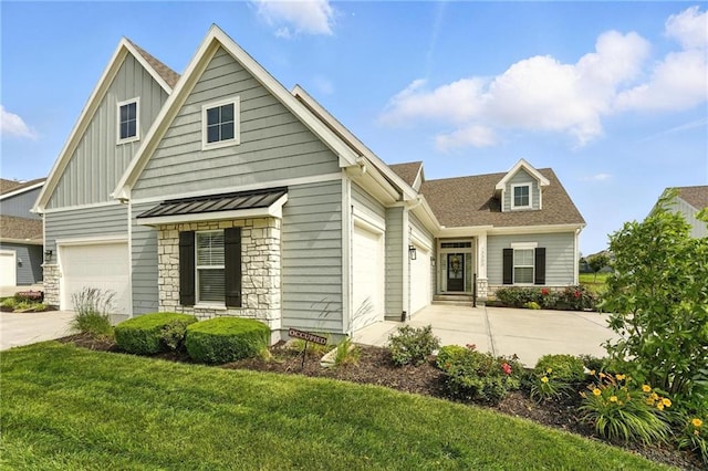 13300 W 174th Pl, Overland Park, KS 66221 - craftsman inspired home with concrete driveway, board and batten siding, a garage, and a front yard