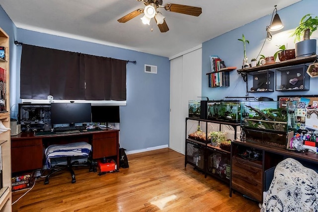 255 N Michigan St Unit 90, Lawrence, KS 66044 - office featuring a ceiling fan and wood finished floors