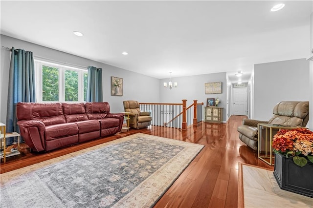 33383 Acorn Ln, Warsaw, MO 65355 - living room with a chandelier, recessed lighting, and light wood finished floors