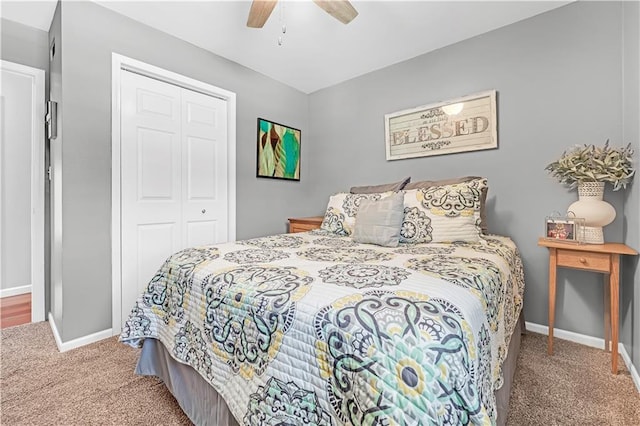 33383 Acorn Ln, Warsaw, MO 65355 - carpeted bedroom featuring a closet and ceiling fan