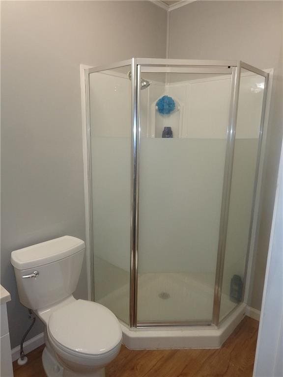 1918 S Elm St, Pittsburg, KS 66762 - bathroom featuring a shower stall and wood finished floors