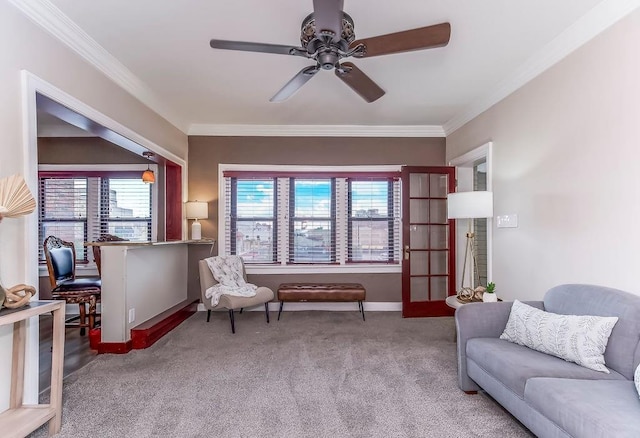 700 W 48th St Unit 301, Kansas City, MO 64112 - sitting room with ceiling fan, carpet, and ornamental molding
