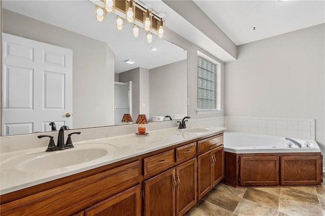 4116 NE 83rd St, Kansas City, MO 64119 - bathroom with a stall shower, a garden tub, and double vanity