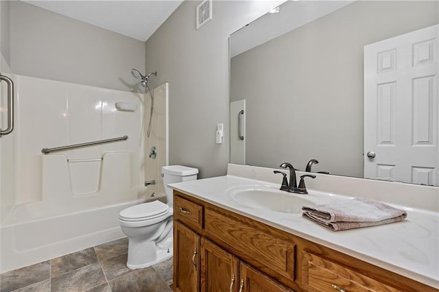 4116 NE 83rd St, Kansas City, MO 64119 - bathroom featuring vanity, tub / shower combination, and stone finish flooring