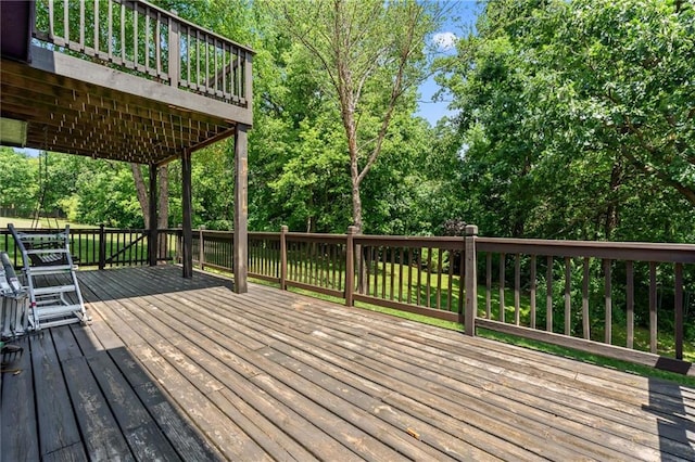 4116 NE 83rd St, Kansas City, MO 64119 - wooden terrace featuring view of scattered trees
