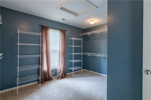 404 Wyndham Dr, Lansing, KS 66043 - spacious closet featuring attic access and carpet flooring