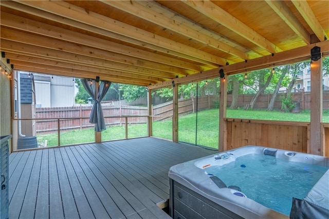 404 Wyndham Dr, Lansing, KS 66043 - sunroom / solarium featuring a hot tub and plenty of natural light
