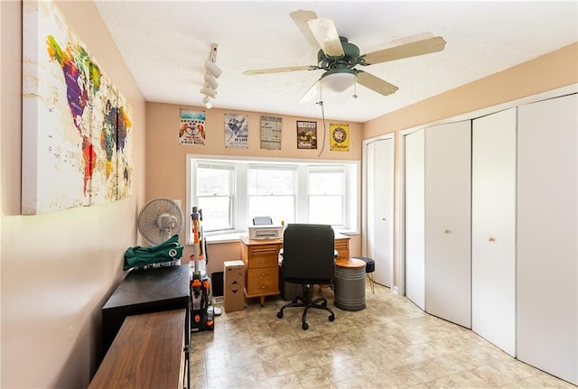 3722 Robinson Pike Rd, Grandview, MO 64030 - office space featuring a ceiling fan and rail lighting