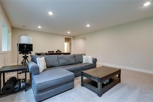 25411 W 142nd Pl, Olathe, KS 66061 - living room featuring recessed lighting and light colored carpet