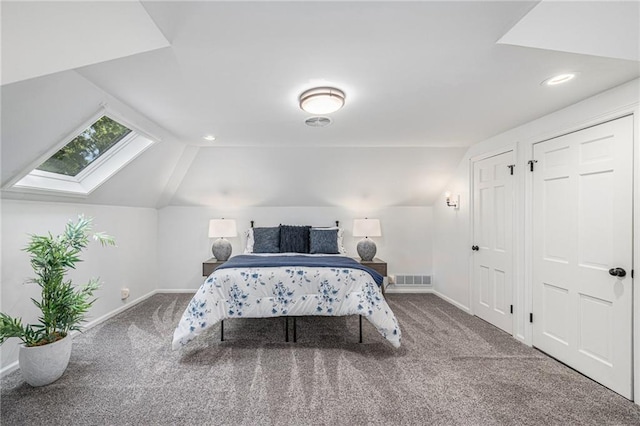 3818 W 52nd Ter, Roeland Park, KS 66205 - bedroom with vaulted ceiling, carpet flooring, a skylight, and recessed lighting