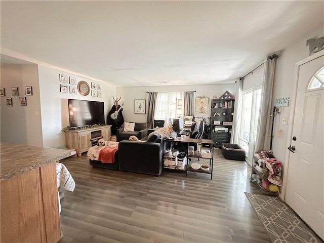 21 Oak Crest Dr, Linn Valley, KS 66040 - living room with dark wood-style flooring