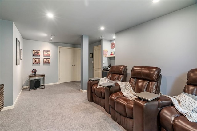 14740 W 128th St, Olathe, KS 66062 - cinema room featuring light carpet and recessed lighting