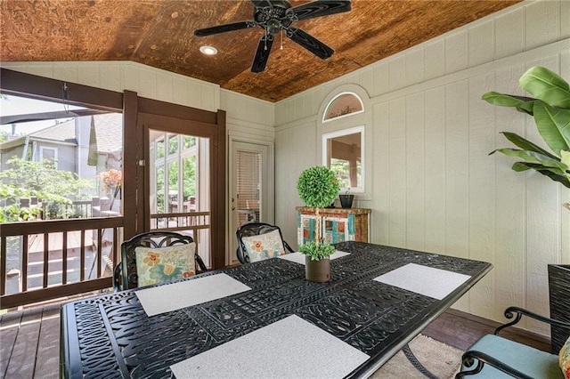 14740 W 128th St, Olathe, KS 66062 - sunroom with ceiling fan and vaulted ceiling