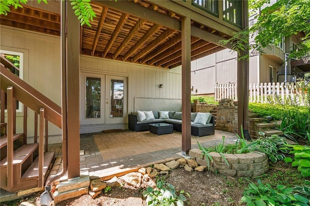 14740 W 128th St, Olathe, KS 66062 - view of patio / terrace with french doors and an outdoor living space