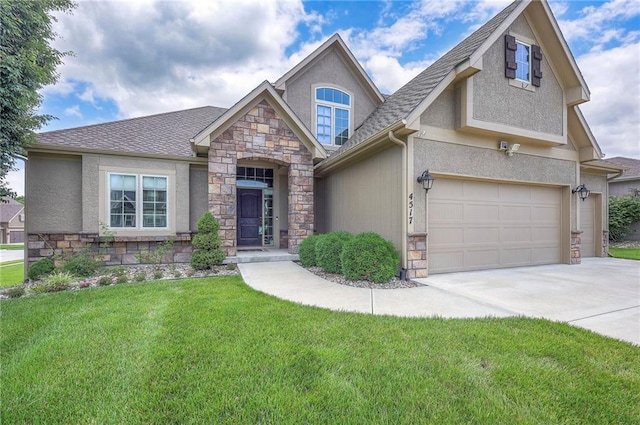 4517 N Sienna Rdg, Riverside, MO 64150 - craftsman inspired home featuring stone siding, stucco siding, and concrete driveway