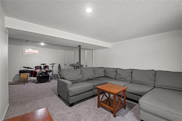 22420 W 73rd Ter, Shawnee, KS 66227 - carpeted living room with a textured ceiling