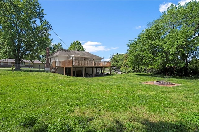 22420 W 73rd Ter, Shawnee, KS 66227 - view of grassy yard with a wooden deck