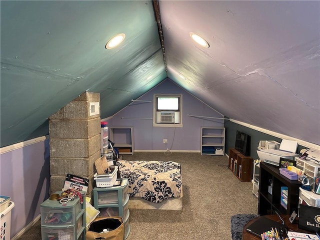 1212 S Harris Ave, Independence, MO 64052 - additional living space featuring lofted ceiling, carpet floors, cooling unit, and recessed lighting