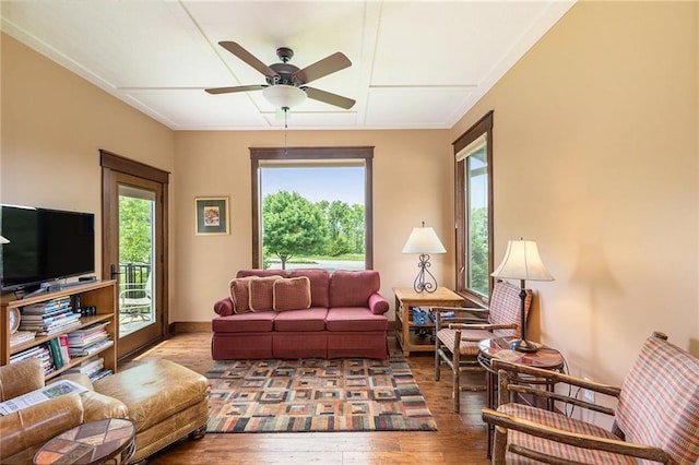 26793 W 100th Pl, Olathe, KS 66061 - living area featuring wood-type flooring and ceiling fan