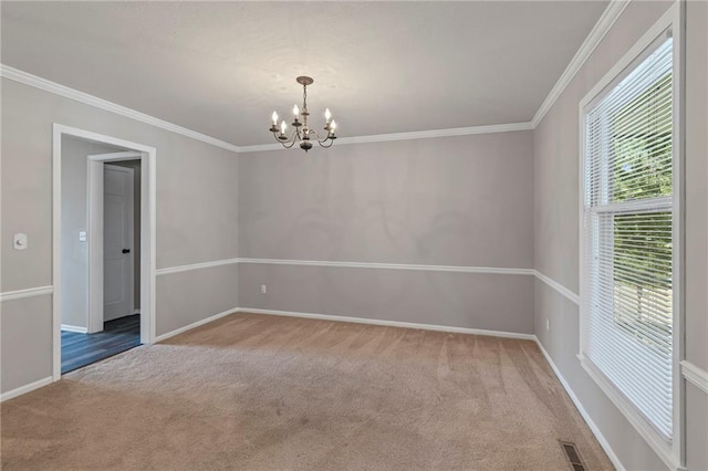 320 SW Raven Ct, Lees Summit, MO 64081 - empty room with carpet flooring, a chandelier, and ornamental molding