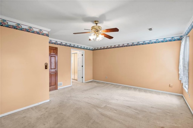 320 SW Raven Ct, Lees Summit, MO 64081 - empty room featuring light carpet, a ceiling fan, and ornamental molding