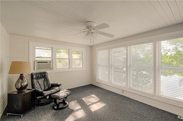 106 Timber Valley Dr, Linn Valley, KS 66040 - sunroom featuring carpet flooring, cooling unit, and wooden ceiling