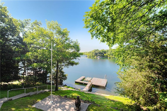 106 Timber Valley Dr, Linn Valley, KS 66040 - dock featuring a water view and a yard