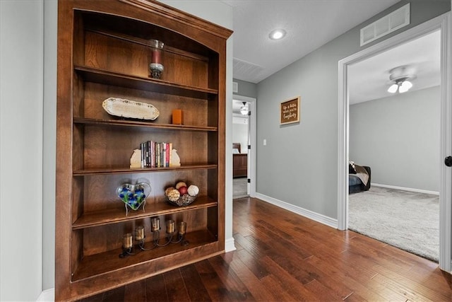 16642 W 165th St, Olathe, KS 66062 - hallway featuring dark wood-type flooring and recessed lighting