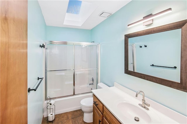 9305 NW 80th St, Weatherby Lake, MO 64152 - full bath with a skylight, vanity, and bath / shower combo with glass door