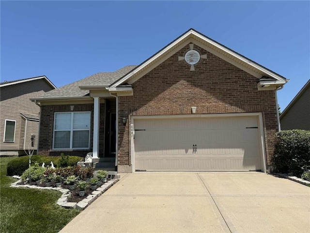 8808 NE 97th St, Kansas City, MO 64157 - ranch-style home featuring brick siding, concrete driveway, and a garage