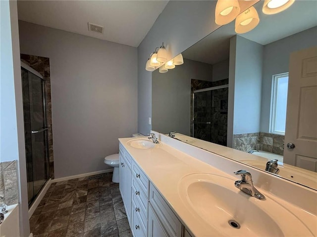 8808 NE 97th St, Kansas City, MO 64157 - bathroom with a stall shower, a bath, and double vanity