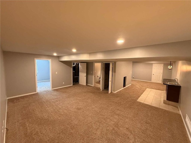 8808 NE 97th St, Kansas City, MO 64157 - finished below grade area with carpet flooring and recessed lighting