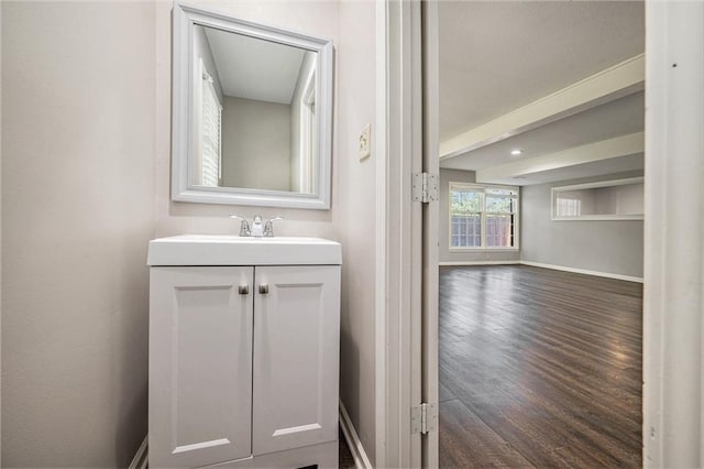 109 NE Locust St, Blue Springs, MO 64014 - bathroom with wood finished floors and vanity