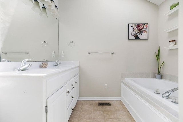 1311 Honeysuckle Ct, Liberty, MO 64068 - full bath with double vanity, a bath, and tile patterned flooring