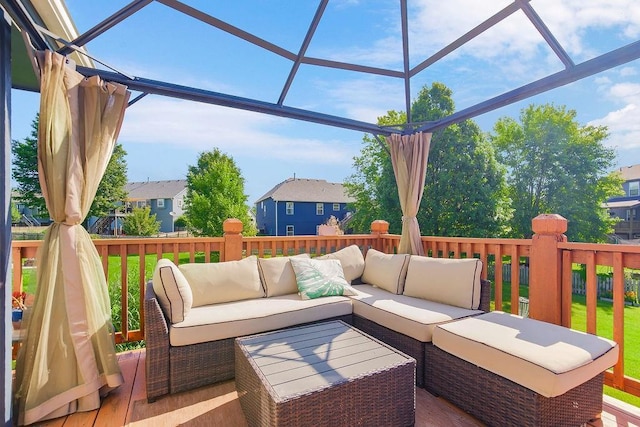 1311 Honeysuckle Ct, Liberty, MO 64068 - wooden terrace with outdoor lounge area and a residential view