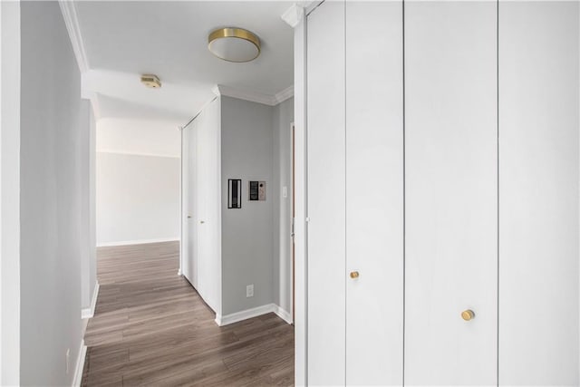 2525 Main St Unit 305, Kansas City, MO 64108 - hallway with ornamental molding and wood finished floors