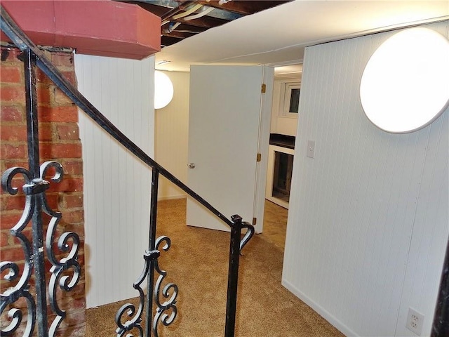 1909 S Broadway St, Pittsburg, KS 66762 - staircase featuring carpet floors