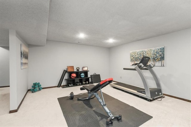601 Darrow St, Warrensburg, MO 64093 - workout room with carpet floors and a textured ceiling