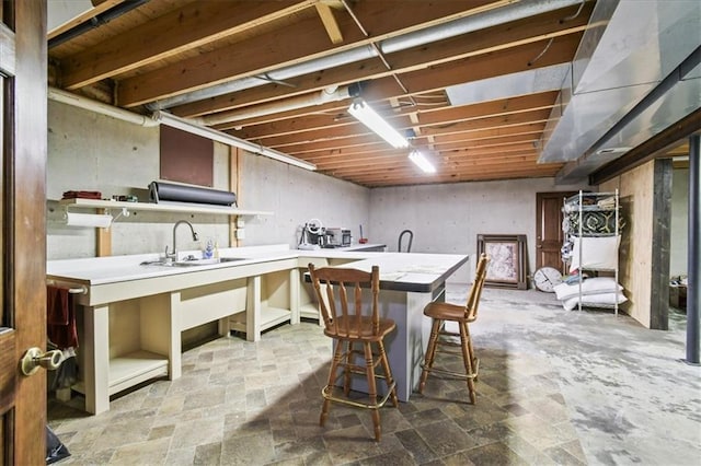 601 Darrow St, Warrensburg, MO 64093 - dining space with stone tile floors
