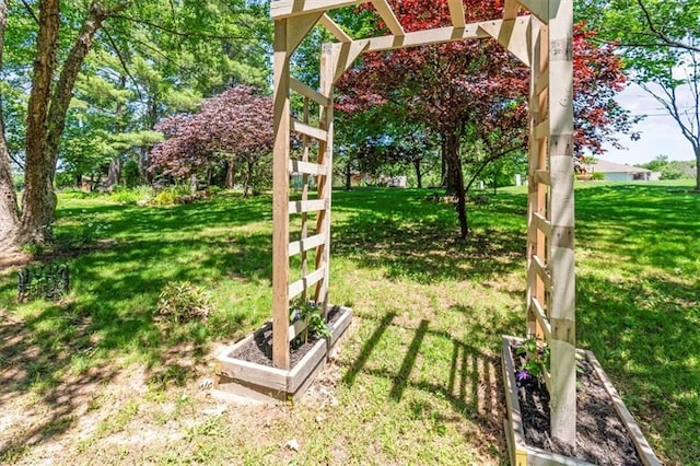 601 Darrow St, Warrensburg, MO 64093 - view of grassy yard with a pergola