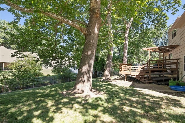9934 Ballentine Dr, Overland Park, KS 66214 - view of yard featuring a deck