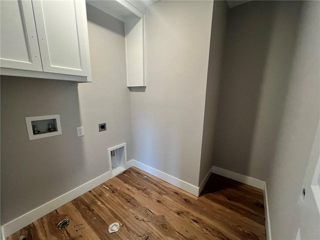 1709 SW Arbor Park Dr, Lees Summit, MO 64082 - laundry area with hookup for a washing machine, hookup for an electric dryer, wood finished floors, and cabinet space