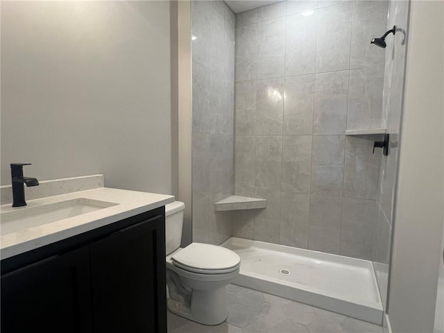 1709 SW Arbor Park Dr, Lees Summit, MO 64082 - bathroom with tile patterned flooring, vanity, and a tile shower