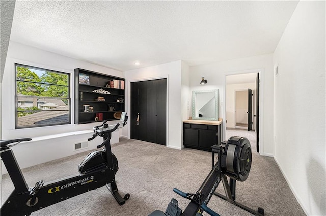12419 Askew Dr, Grandview, MO 64030 - exercise area featuring carpet and a textured ceiling