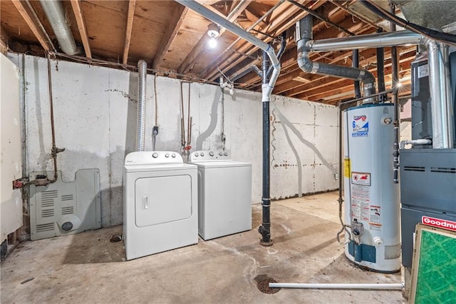 600 W Powahatan Ct, Independence, MO 64056 - unfinished basement with water heater and washing machine and clothes dryer