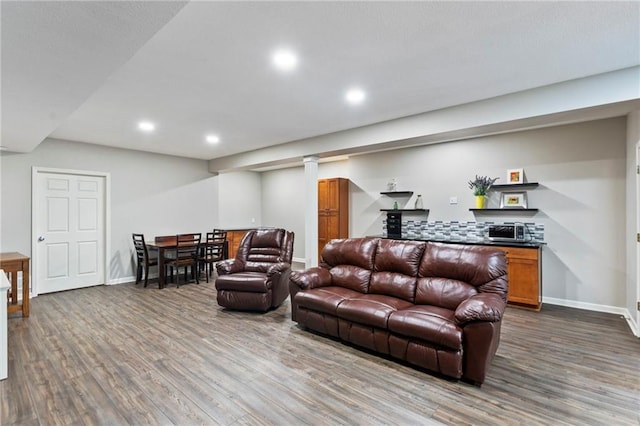 16369 S Woodstone Dr, Olathe, KS 66062 - living area featuring wood finished floors and recessed lighting